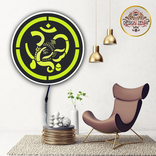 Hindu God Ganesha LED Wall Art with Multicolor Remote Lighting