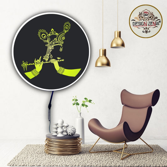 Hindu God Krishna LED Wall Art with Multicolor Remote Lighting