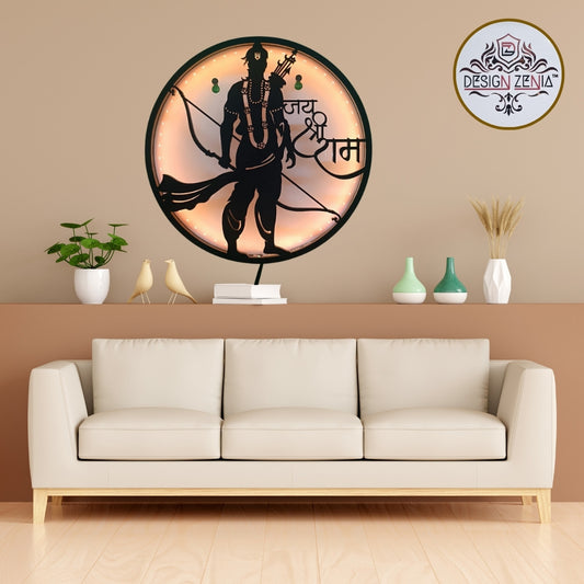 Hindu God Lord Ram LED Wall Art with Multicolor Remote Lighting