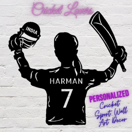 Cricket Player Girl Personalised Wall Art