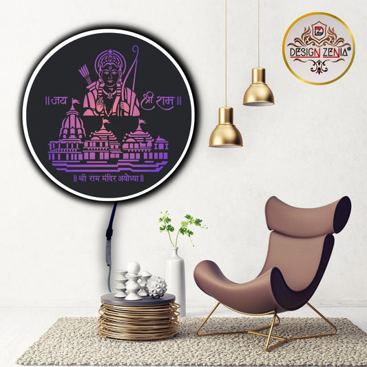 Jai Shri Ram LED Wall Art with Multicolor Remote Lighting
