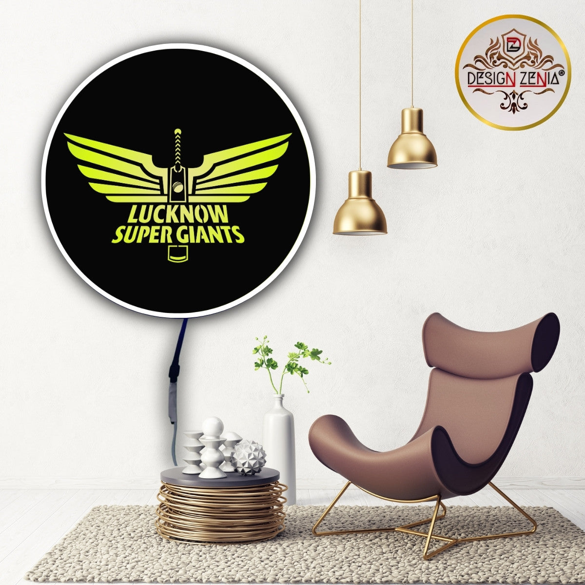 Lucknow Super Giants IPL LOGO LED Wall Art with Wireless Remote & Color Control