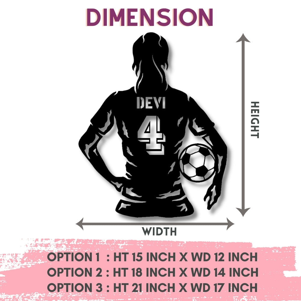 Football Player Girl Personalised Wall Art