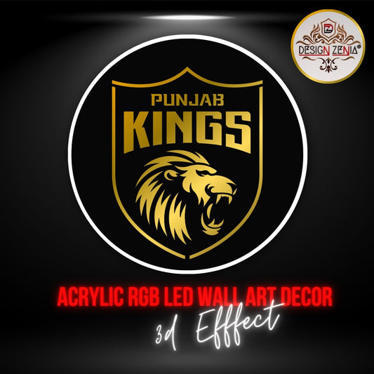 Punjab Kings IPL Logo LED Wall Light with 16 Colors by Design Zenia