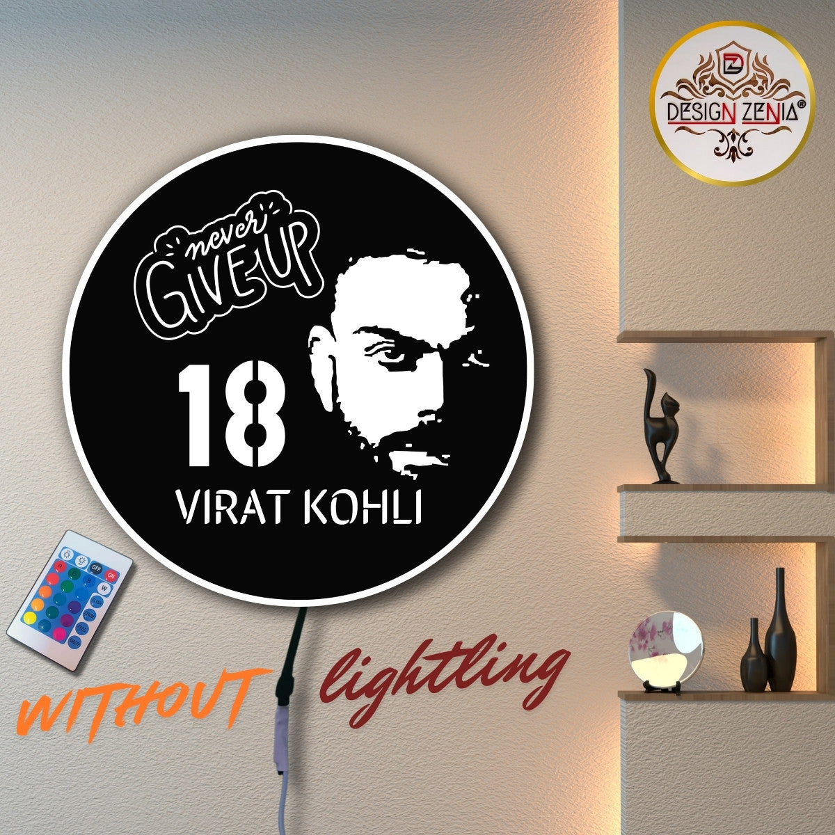 RCB Fans Special LED Wall Art of Virat Kohli - RGB Lighting & Wireless Remote