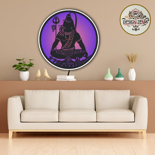Lord Shiva LED Wall Art with Multicolor Remote Lighting