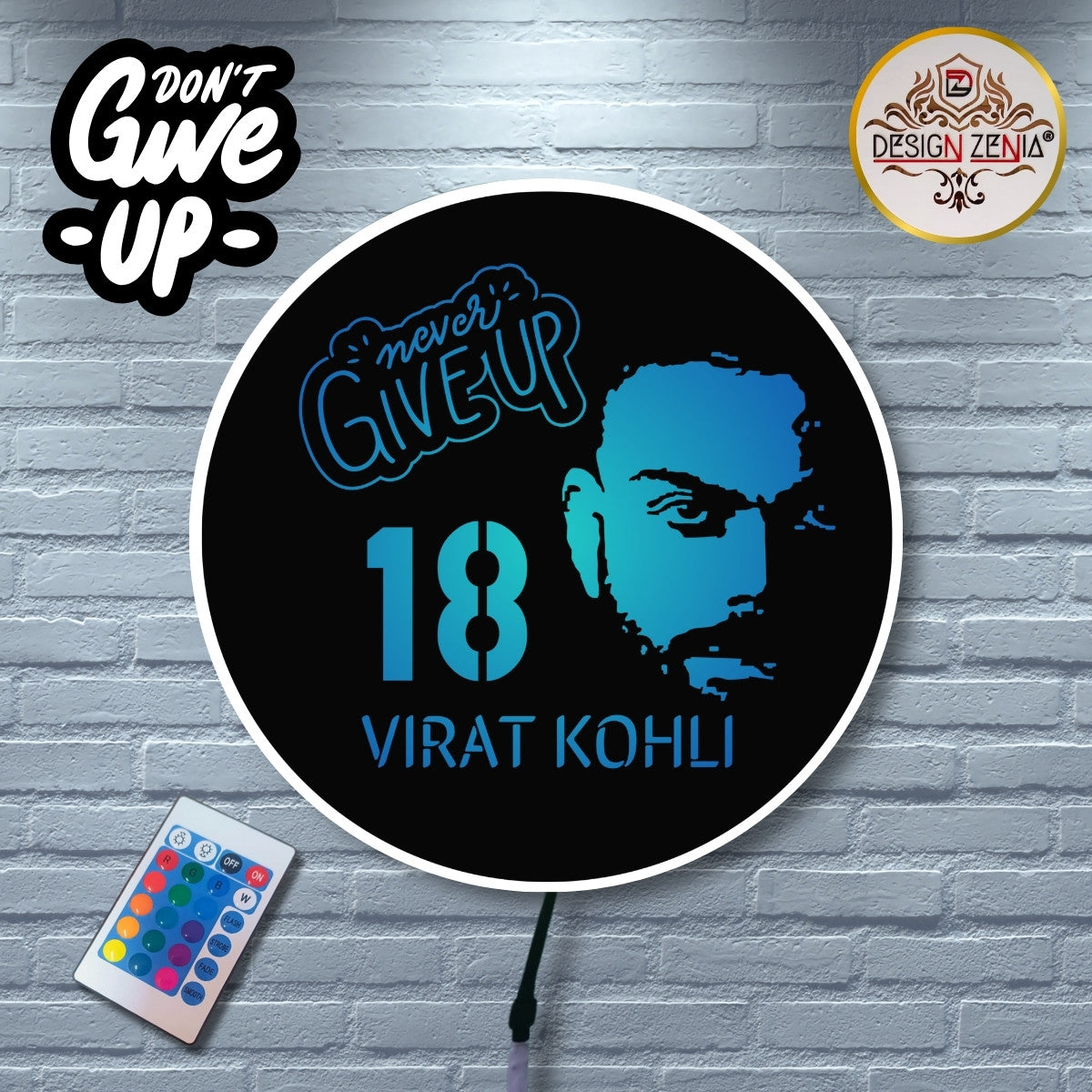 Virat Kohli Jersey No. 18 LED Wall Decor - RGB Light & Remote Control