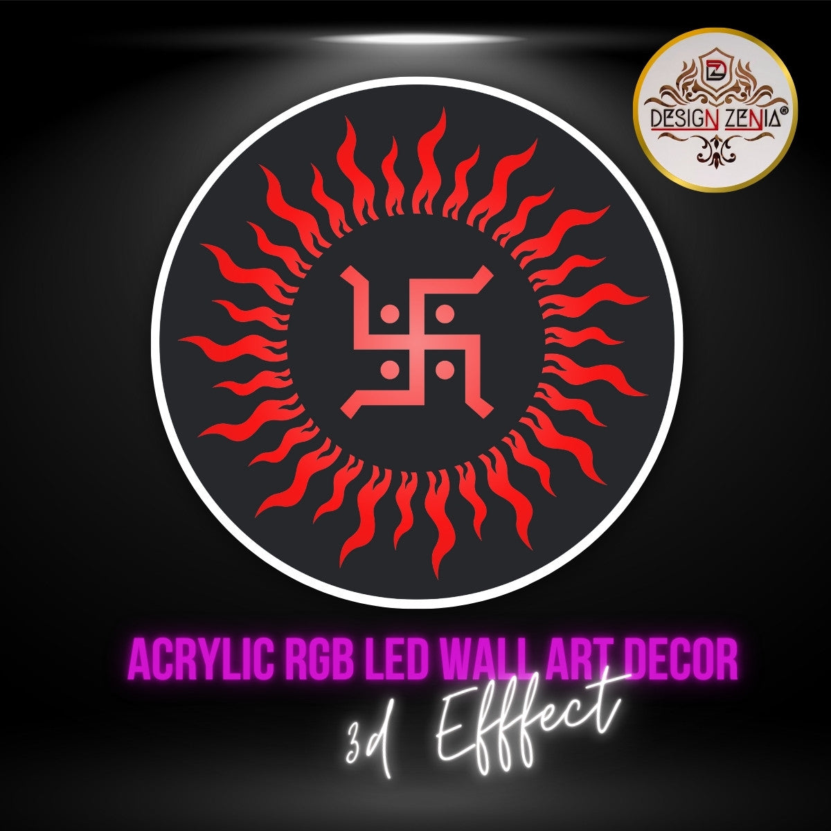 Auspicious Swastik Symbol LED Art – Home & Office Decor
