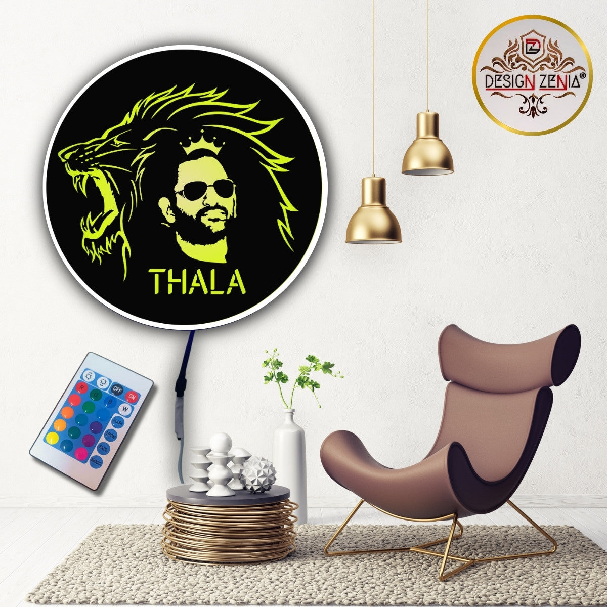 "MS Dhoni The King LED Wall Art 👑 Ultimate Remote-Control RGB Decor!"