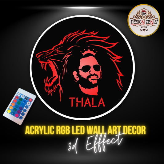 "MS Dhoni Thala Lion Roar LED Wall Art ⚡ Roaring Glory of the Captain Cool!"