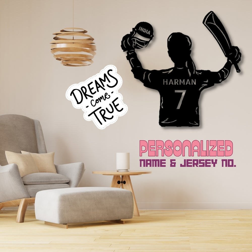 Indian Women Captain Wall Art – Harmanpreet Pose for Sports Room