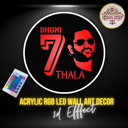 "MS Dhoni Thala LED Wall Art - Iconic Cricket Decor for Every Super Fan | DesignZenia"