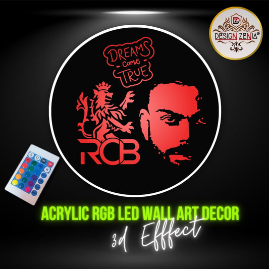 RCB Team Logo LED Wall Art with King Kohli's Inspirational Message