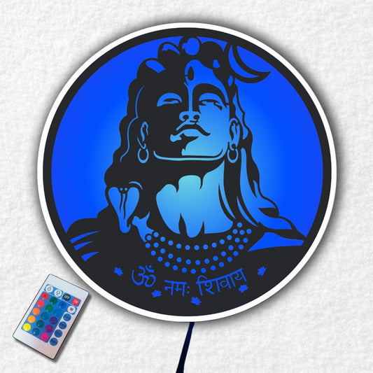 Adiyogi Shiva LED Wall Art with Remote-Controlled RGB Lights