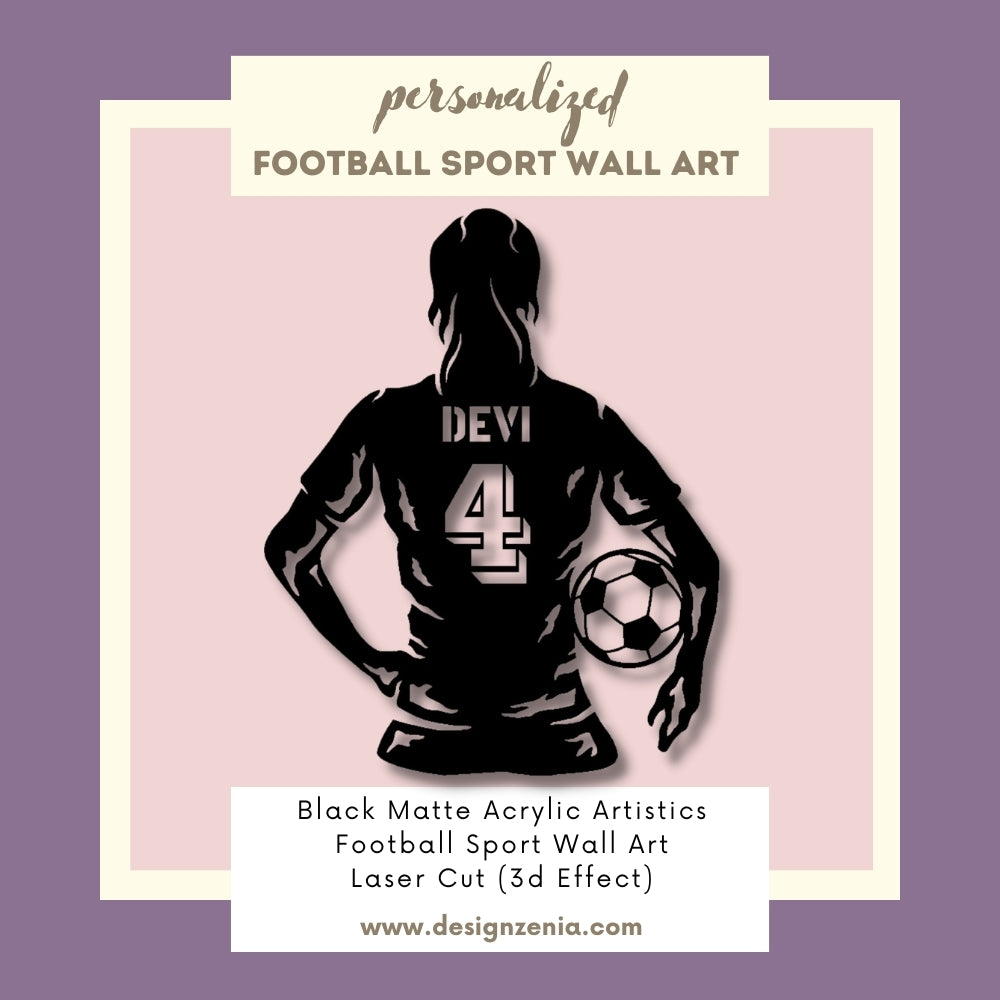 My Kids Wall Football Player Personalised Wall Art for Girl