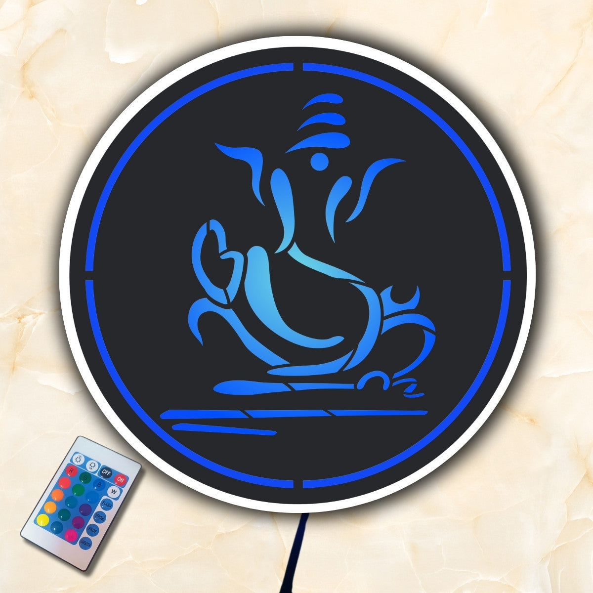 Ganesh Ji LED Wall Art with RGB Lights & Remote Control