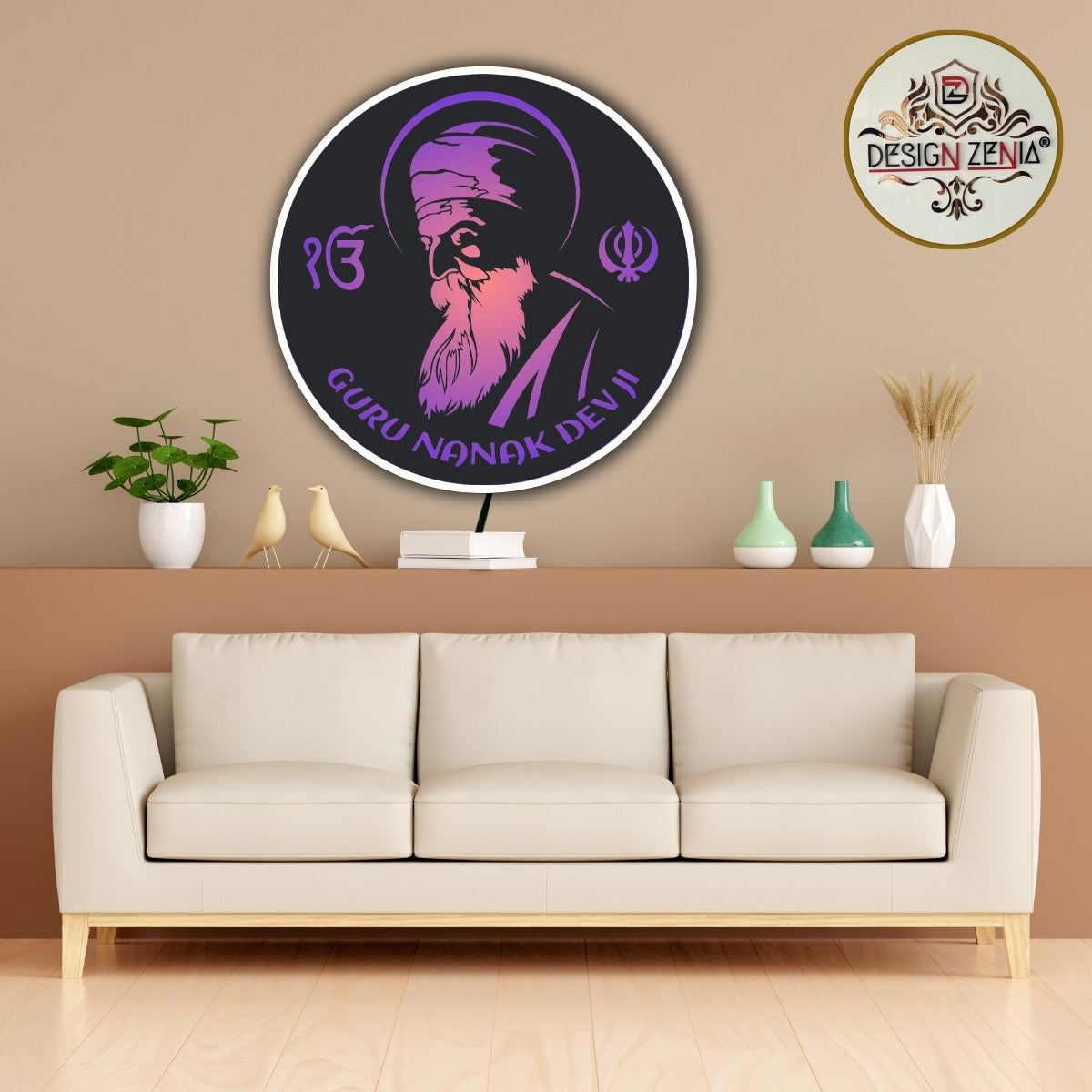 Acrylic Laser-Cut Guru Nanak LED Wall Light 