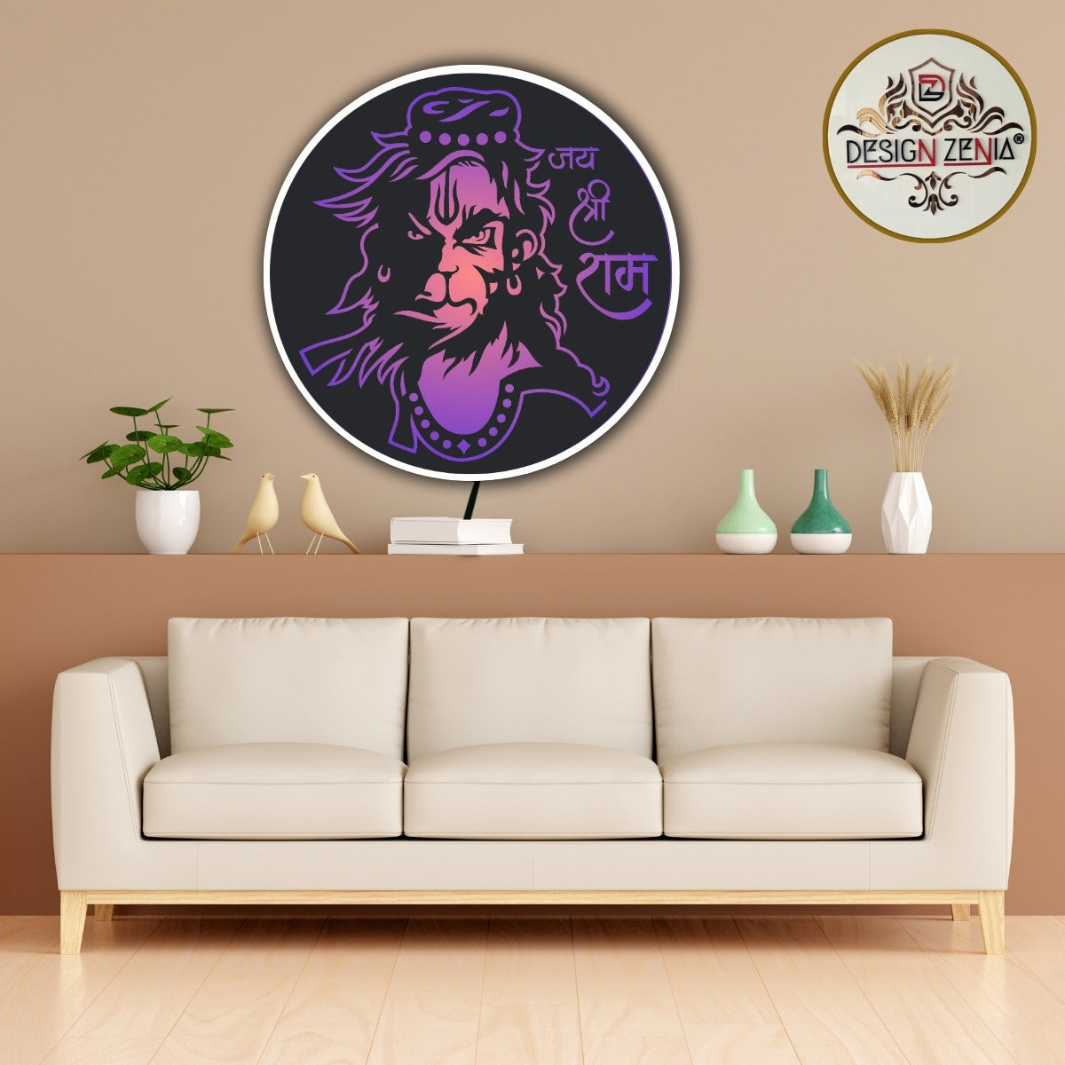 Hindu God Hanuman LED Wall Art with Remote & Color Options