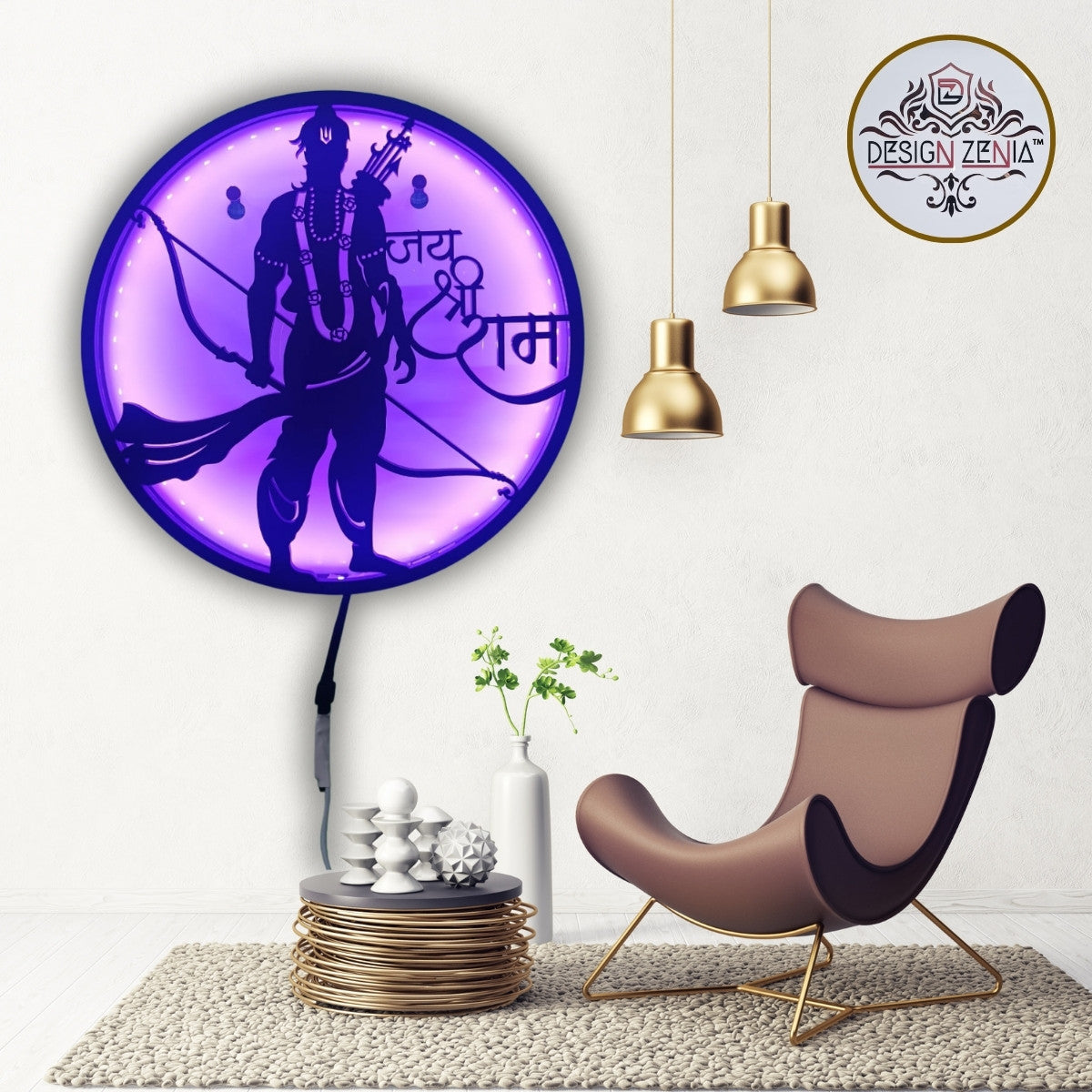 Glowing Jai Shri Ram LED Wall Art with Remote Light Control
