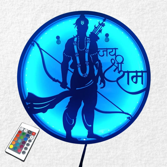 Jai Shri Ram LED Wall Art with RGB Lights & Remote Control