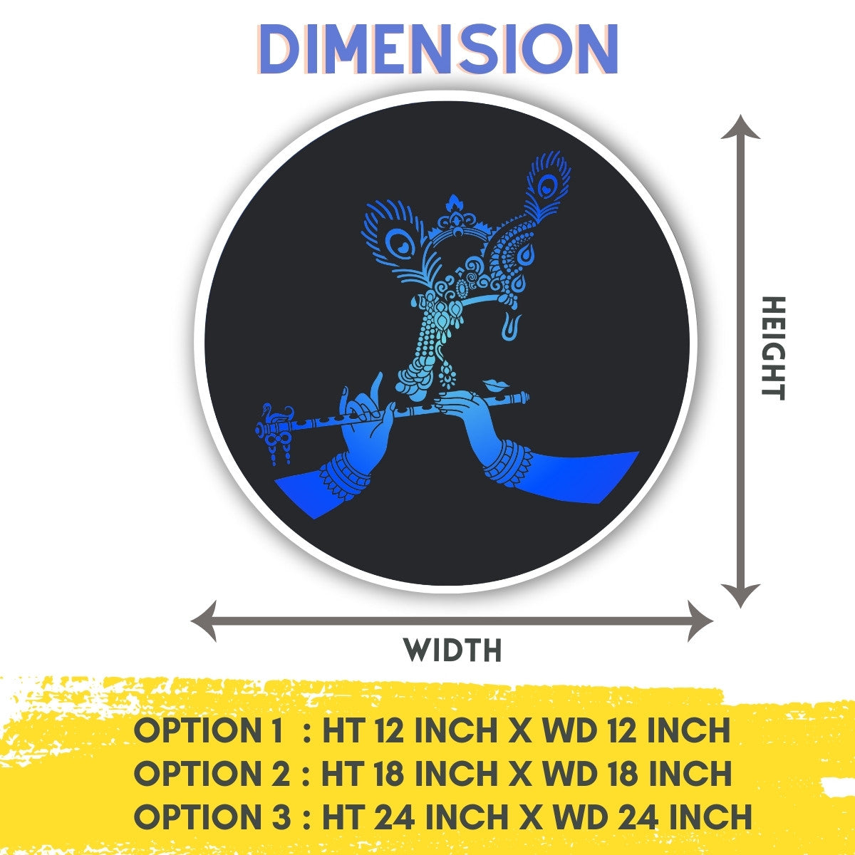 Hindu God Krishna LED Wall Art with Remote & Size Options