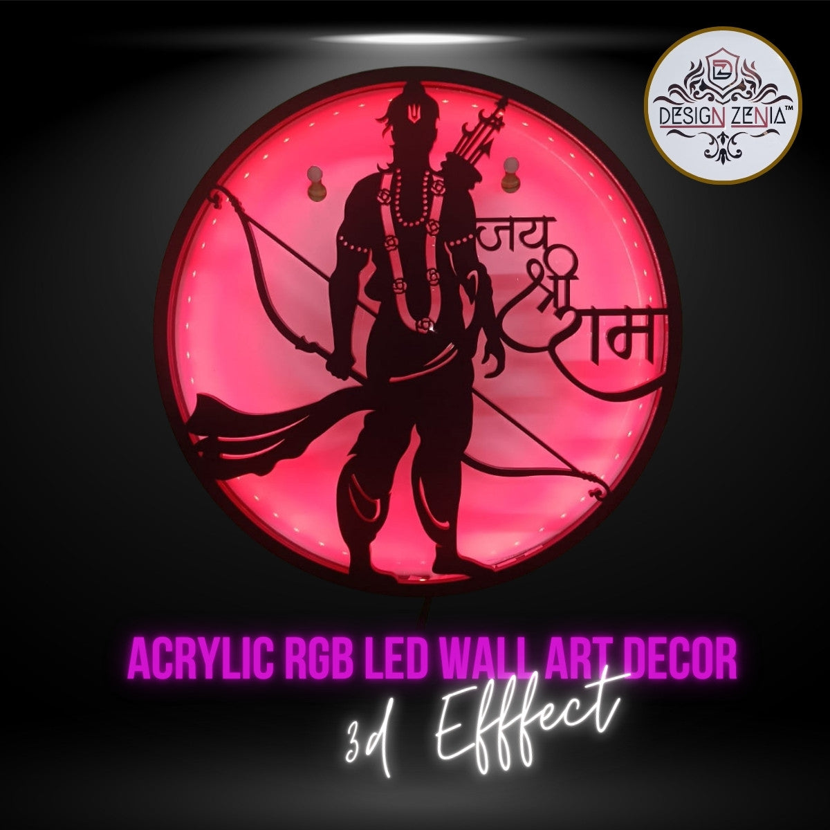 High-Quality Acrylic Lord Ram LED Wall Art for Spiritual Home Decor