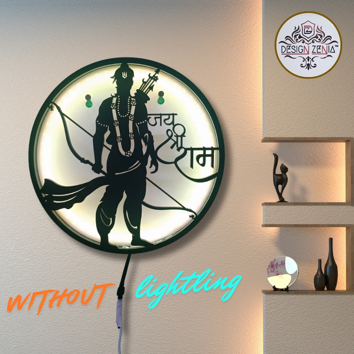 High-Quality Laser-Cut Lord Ram LED Wall Art with Multicolor Lighting