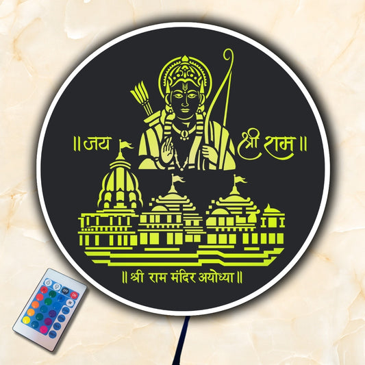 Shri Ram Mandir Ayodhya LED Wall Art with RGB Lights & Remote Control