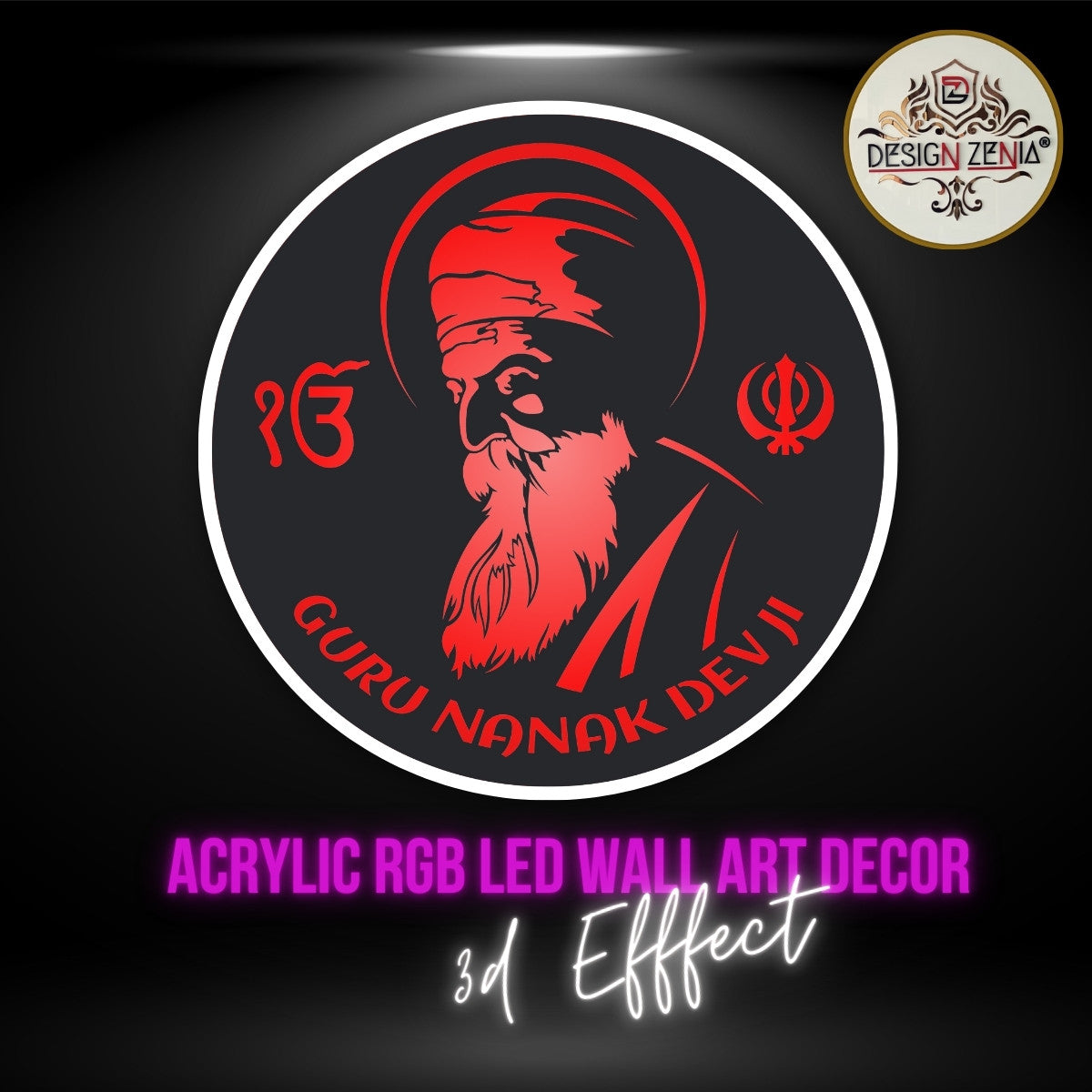 Remote-Controlled RGB LED Guru Nanak Art