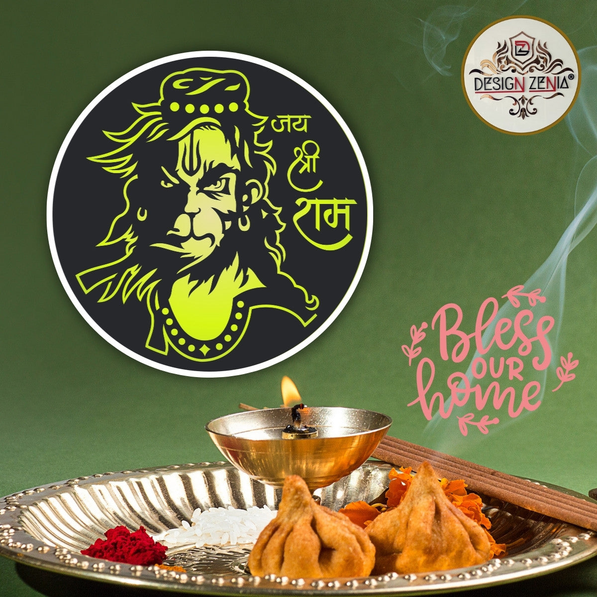 Artistic Hanuman LED Wall Art for Spiritual Home & Office