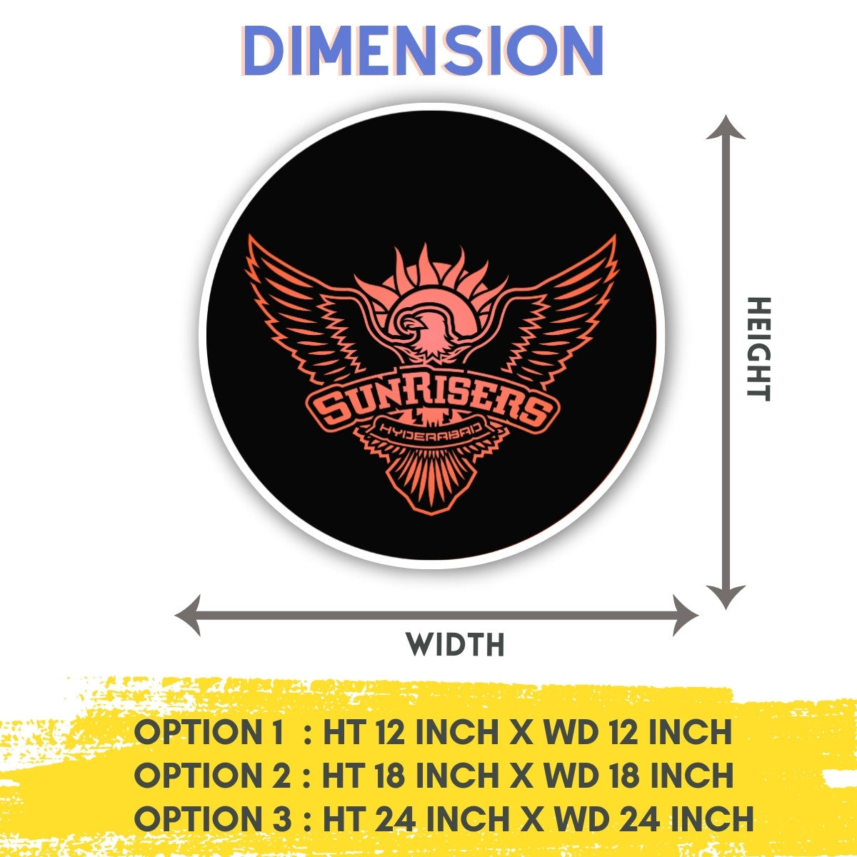 Sunrisers Hyderabad IPl Logo Wall Art Hanging Lighting All Dimensions by Design Zenia