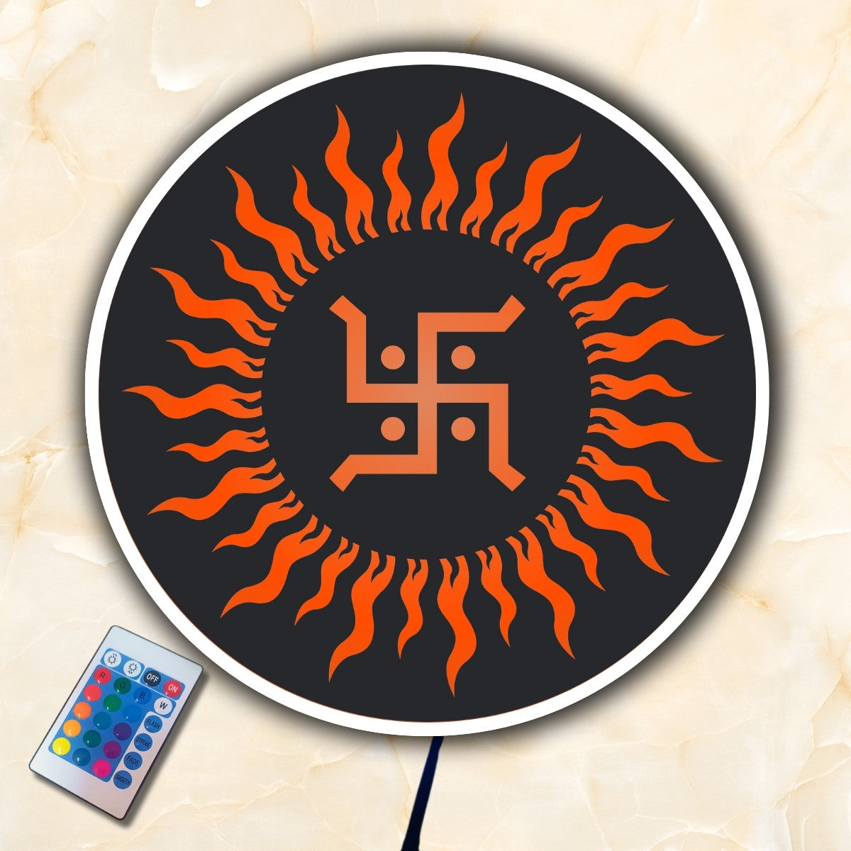 Sacred Swastik LED Wall Art – Divine Spiritual Decor