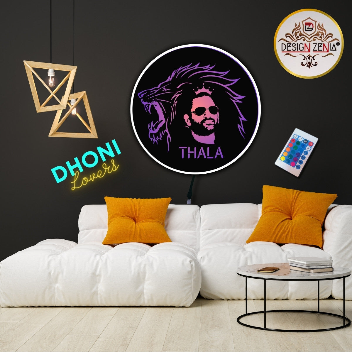 "MS Dhoni Thala Lion Roar LED Wall Art ⚡ Perfect for Home, Office & Studios"