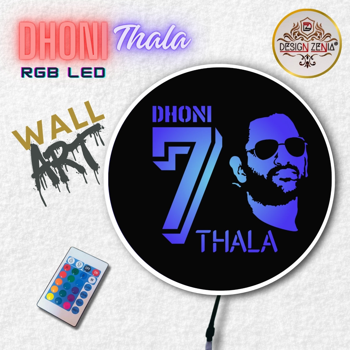 "MS Dhoni Thala 7 LED Poster ⚡ Premium CSK Edition Cricket Decor"