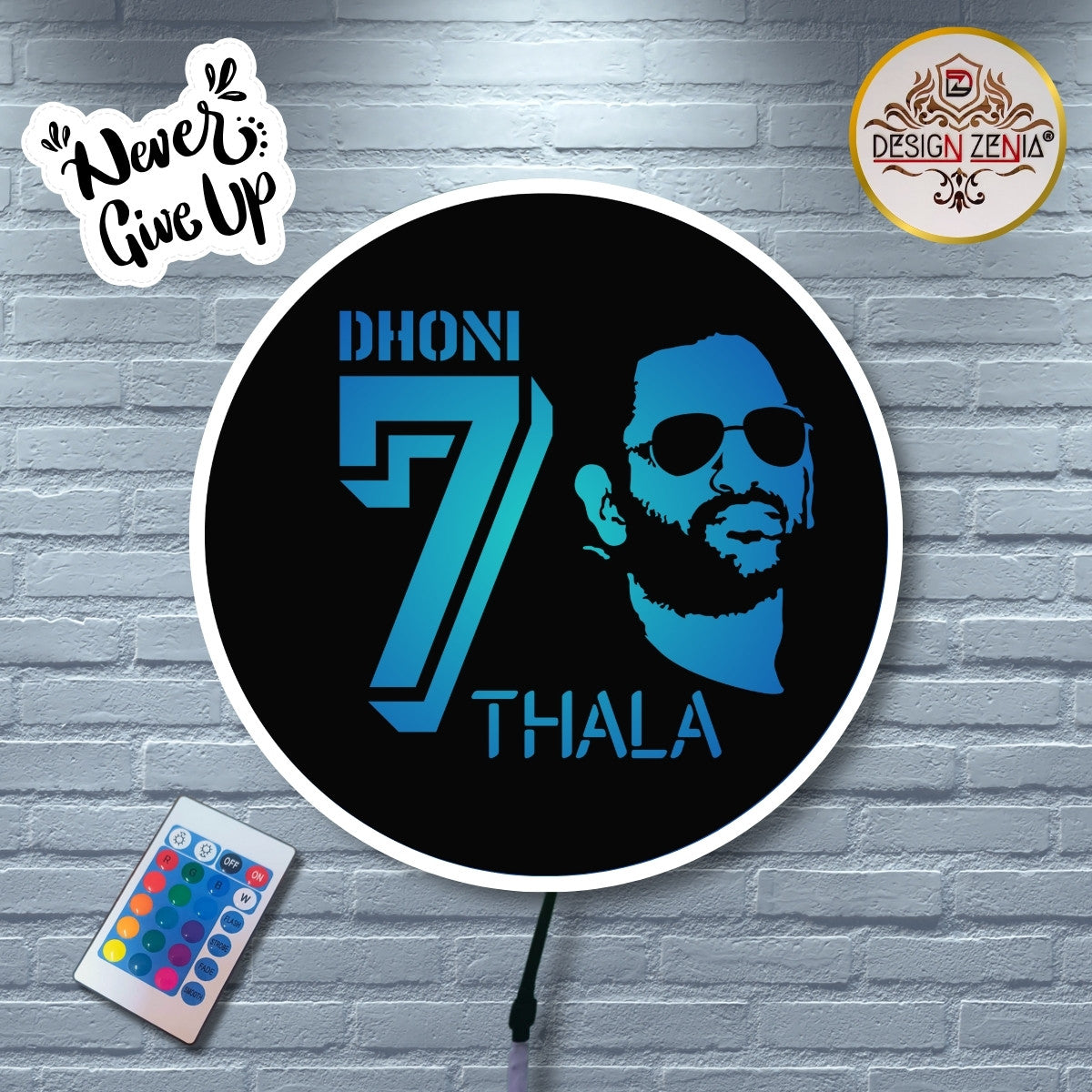 "RGB Remote-Controlled Dhoni Thala LED Wall Decor ⚡ Stunning Glow"