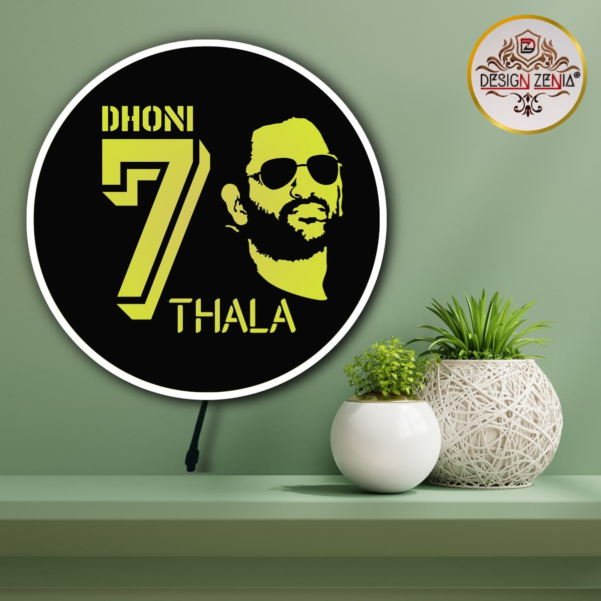 "Wireless RGB LED MS Dhoni Wall Decor | Exclusive Premium Cricket Art"