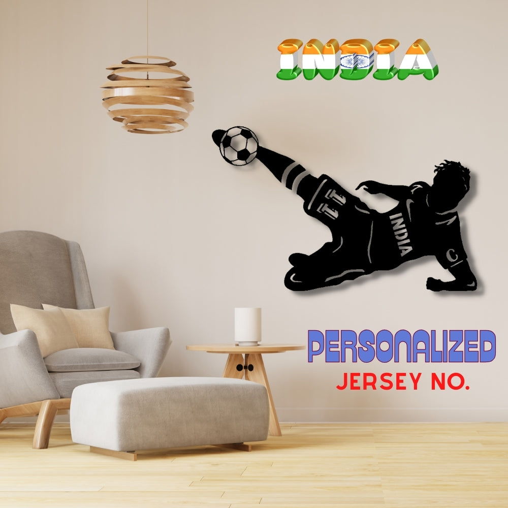 "Play for India Football Wall Art with Personalized Jersey Number – Inspirational Sports Decor by DesignZenia"