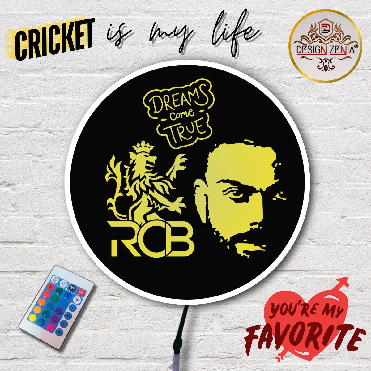 Cricket-Themed LED Decor Featuring Virat Kohli
