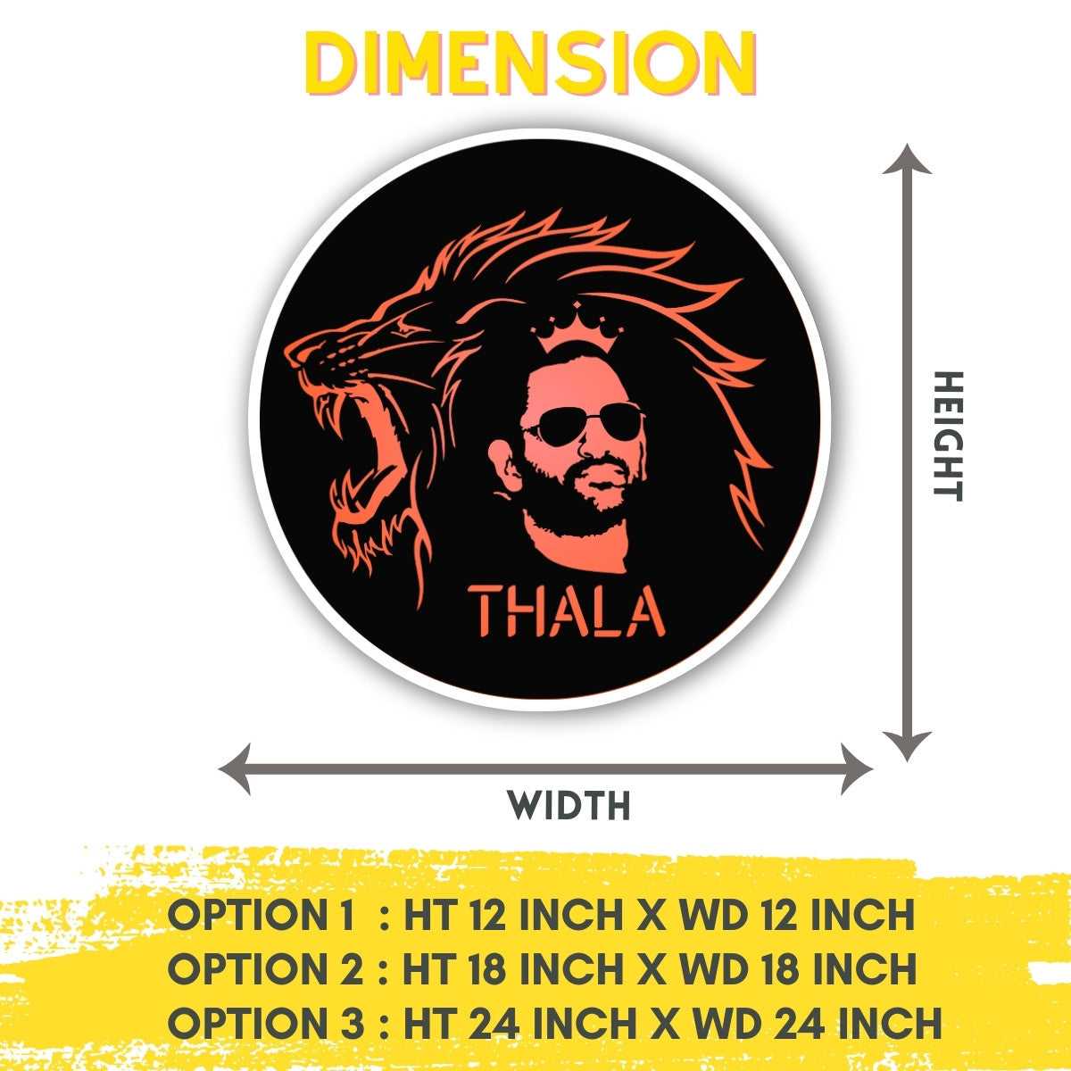 MS Dhoni Thala Lion Roar Wall Art Hanging Lighting All Dimensions by Design Zenia