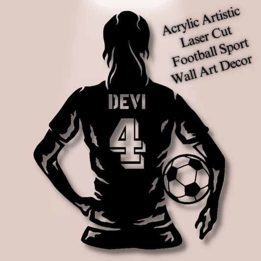 Personalized football jersey wall art for women with name and no.