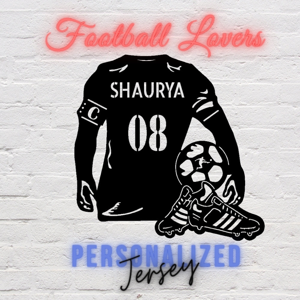 Personalized football wall decor with custom jersey