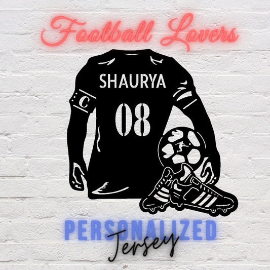 Personalized football wall decor with custom jersey