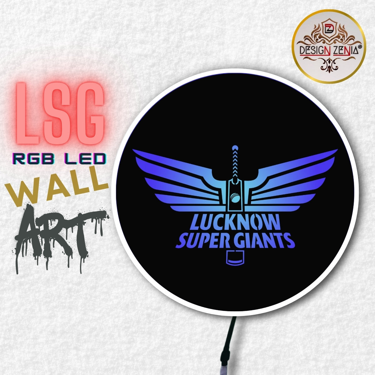 Sports Theme LED Wall Art Decor IPL LOGO - Lucknow Super Giants