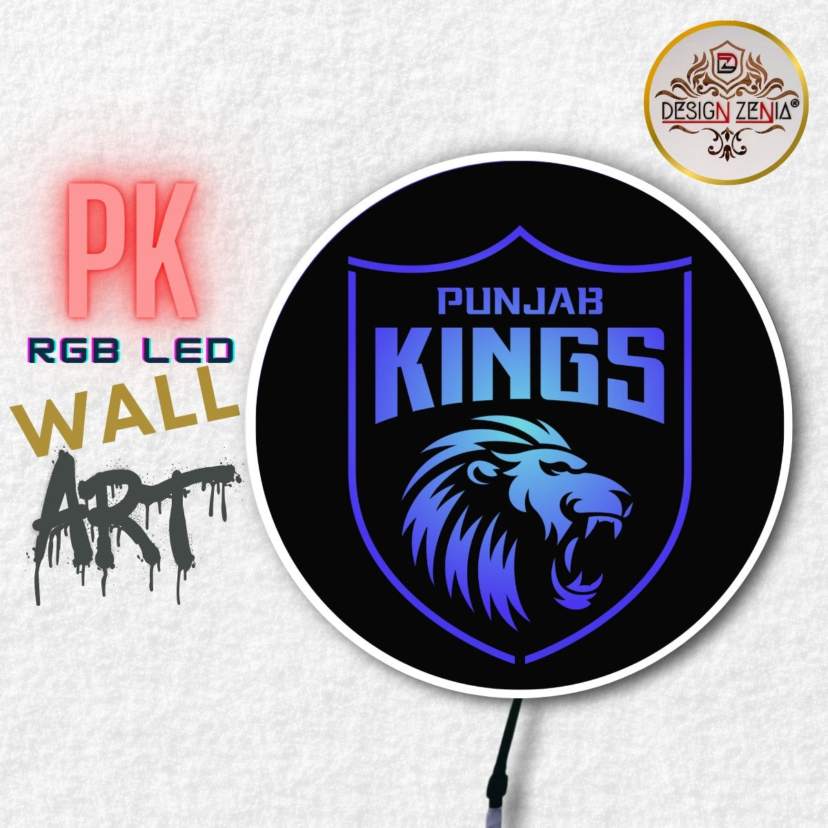 Sports Theme LED Wall Art Decor – IPL Punjab Kings