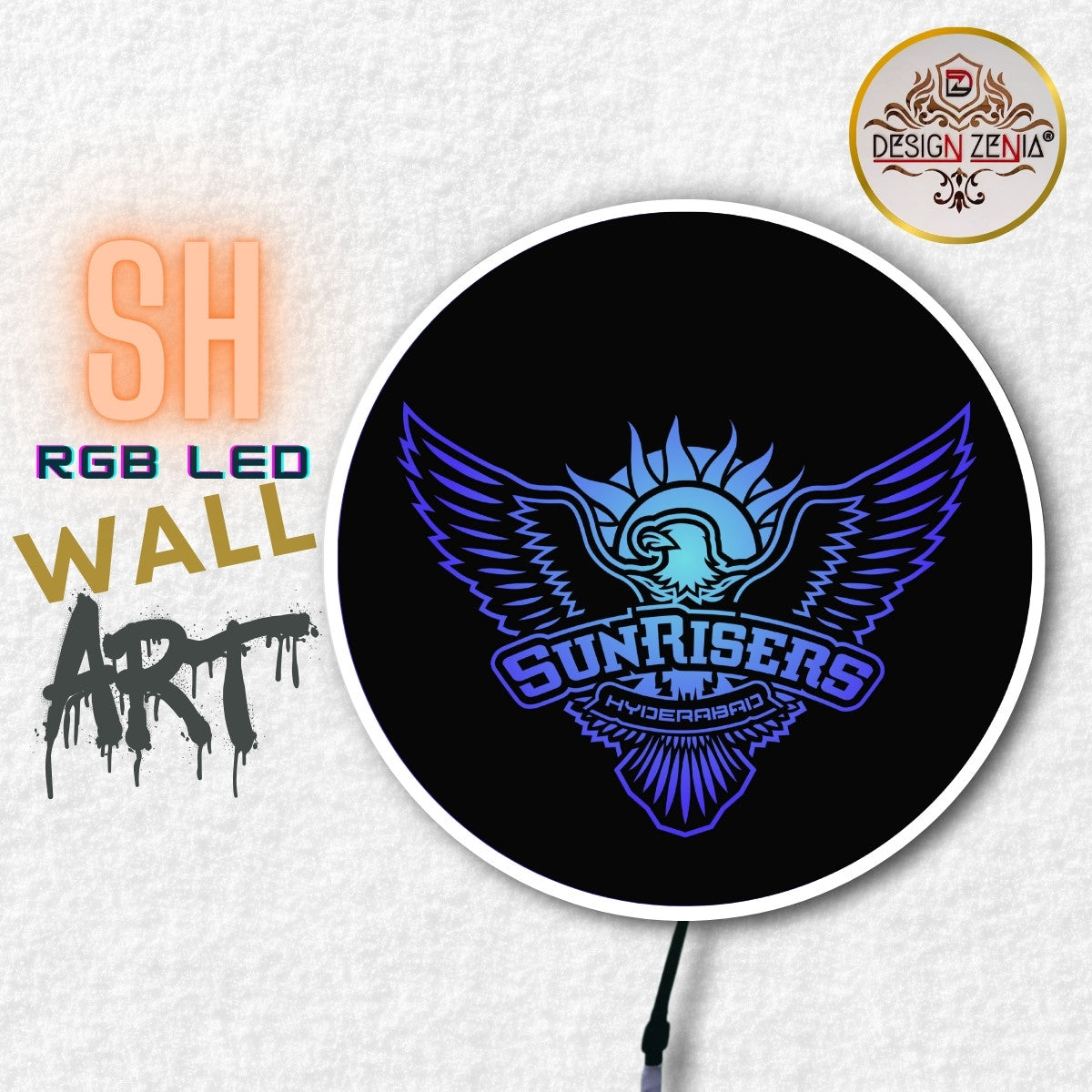 Sports Theme LED Wall Art Decor IPL LOGO - Sunrisers Hyderabad